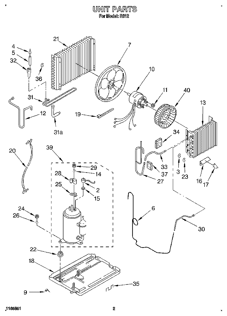 UNIT, LITERATURE Diagram and Parts List for R612  Whirlpool Air Conditioner