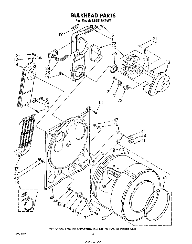 SECTION Diagram and Parts List for LE6810XPW0  Whirlpool Dryer
