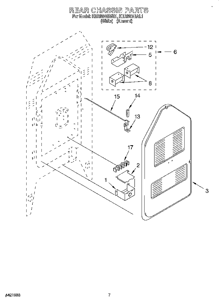 REAR CHASSIS Diagram and Parts List for KERI500EWH1  KitchenAid Range