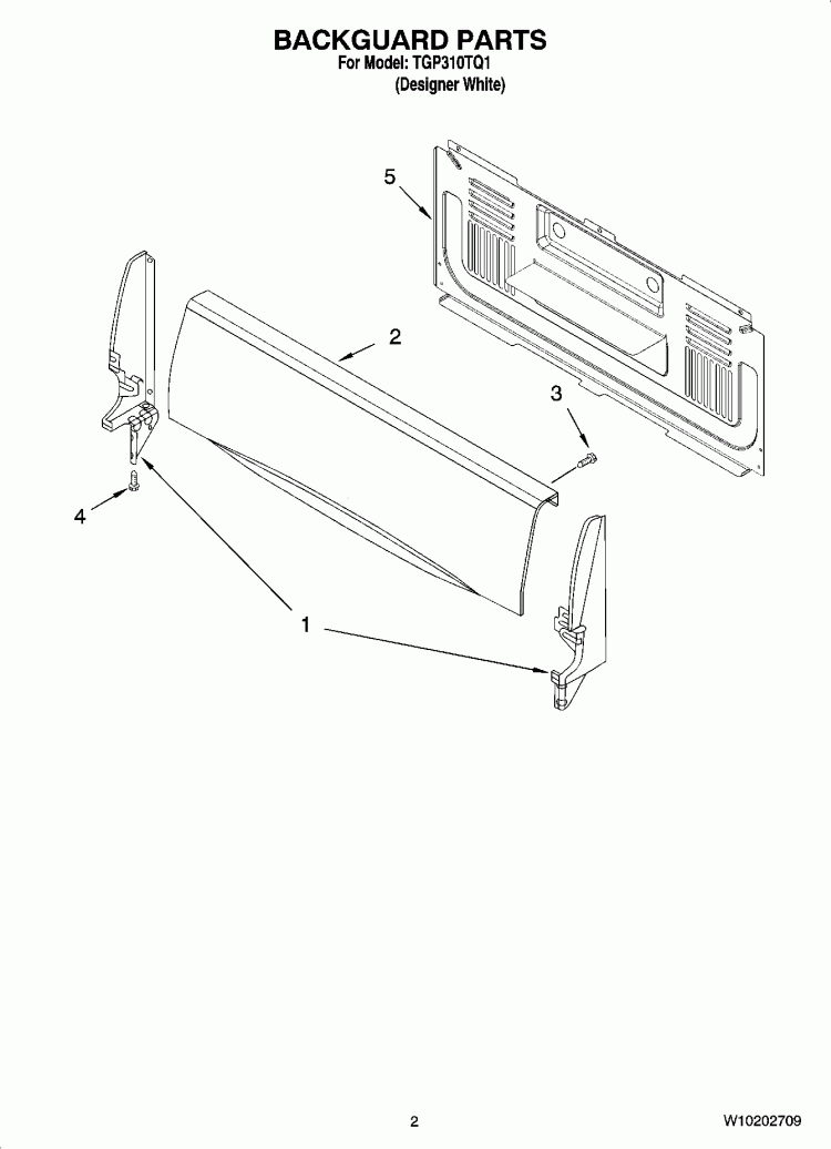 BACKGUARD PARTS Diagram and Parts List for TGP310TQ1  Estate Range