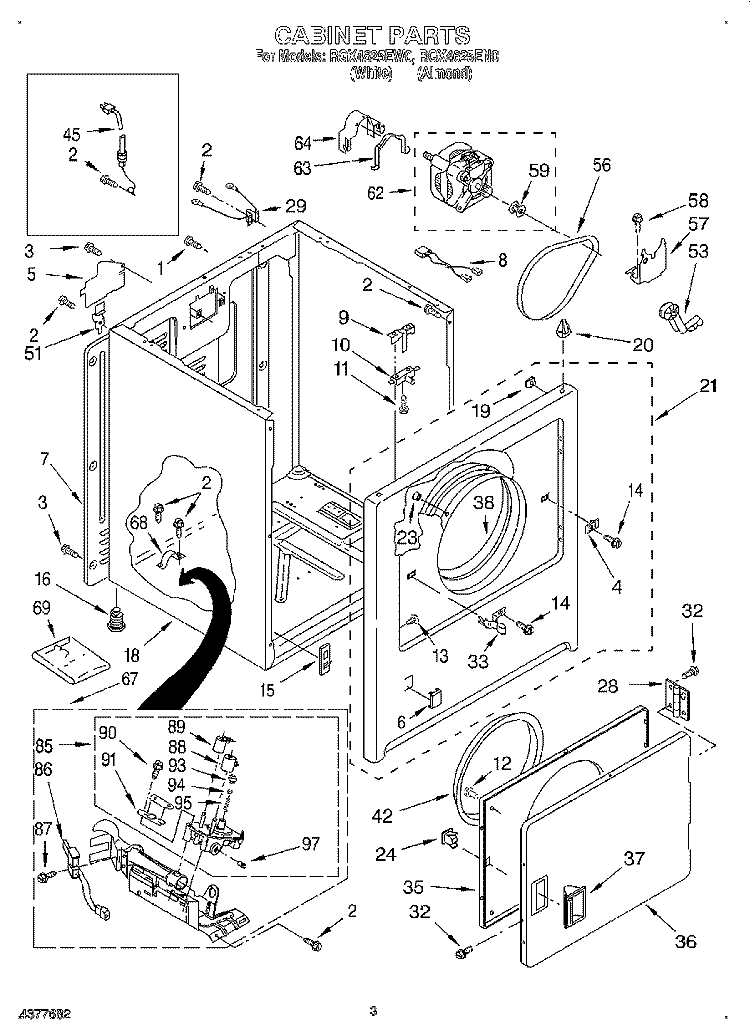 CABINET Diagram and Parts List for RGX4625EW0  Roper Dryer