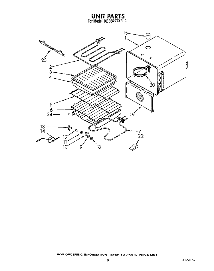 UNIT Diagram and Parts List for KEBS277XBL0  KitchenAid Wall Oven