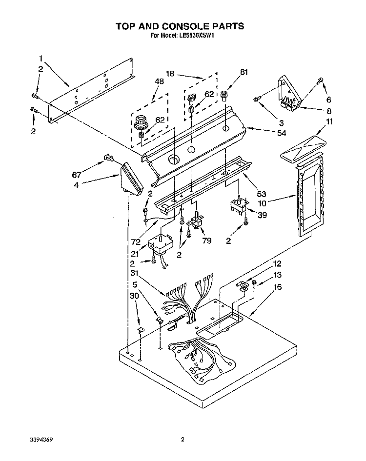 SECTION Diagram and Parts List for LE5530XSW1  Whirlpool Dryer