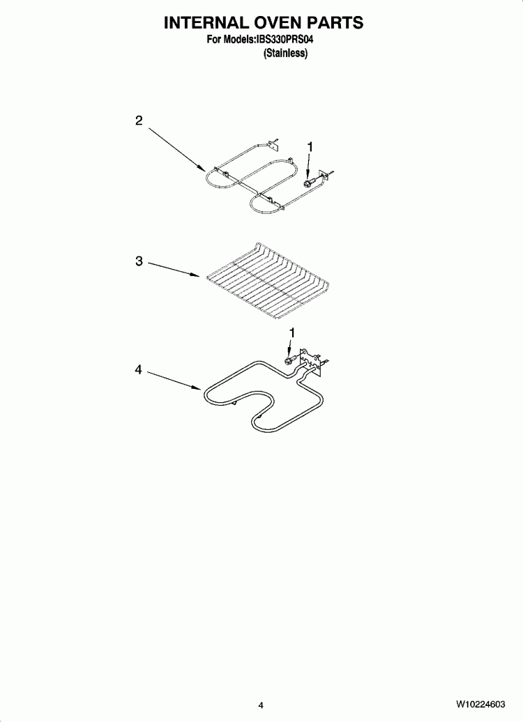 INTERNAL OVEN PARTS Diagram and Parts List for IBS330PRS04  Whirlpool Wall Oven