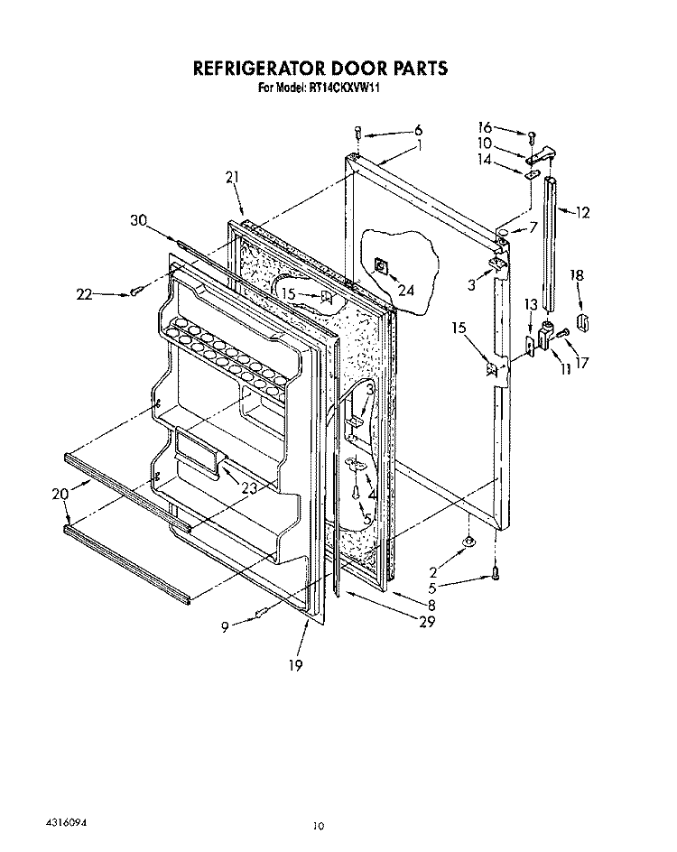 REFRIGERATOR DOOR, LIT / OPTIONAL Diagram and Parts List for RT14CKXVW11  Roper Refrigerator