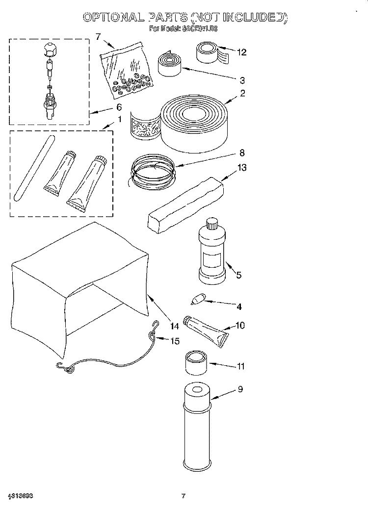 OPTIONAL Diagram and Parts List for 8ACE07LD0  Whirlpool Air Conditioner