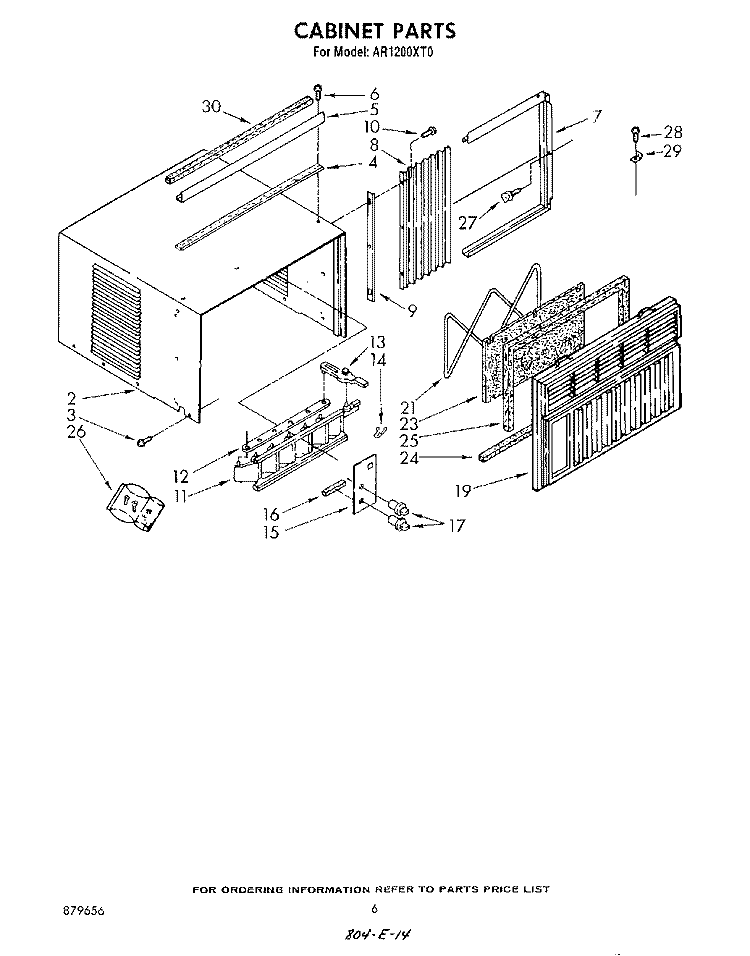 CABINET Diagram and Parts List for AR1200XT0  Whirlpool Air Conditioner