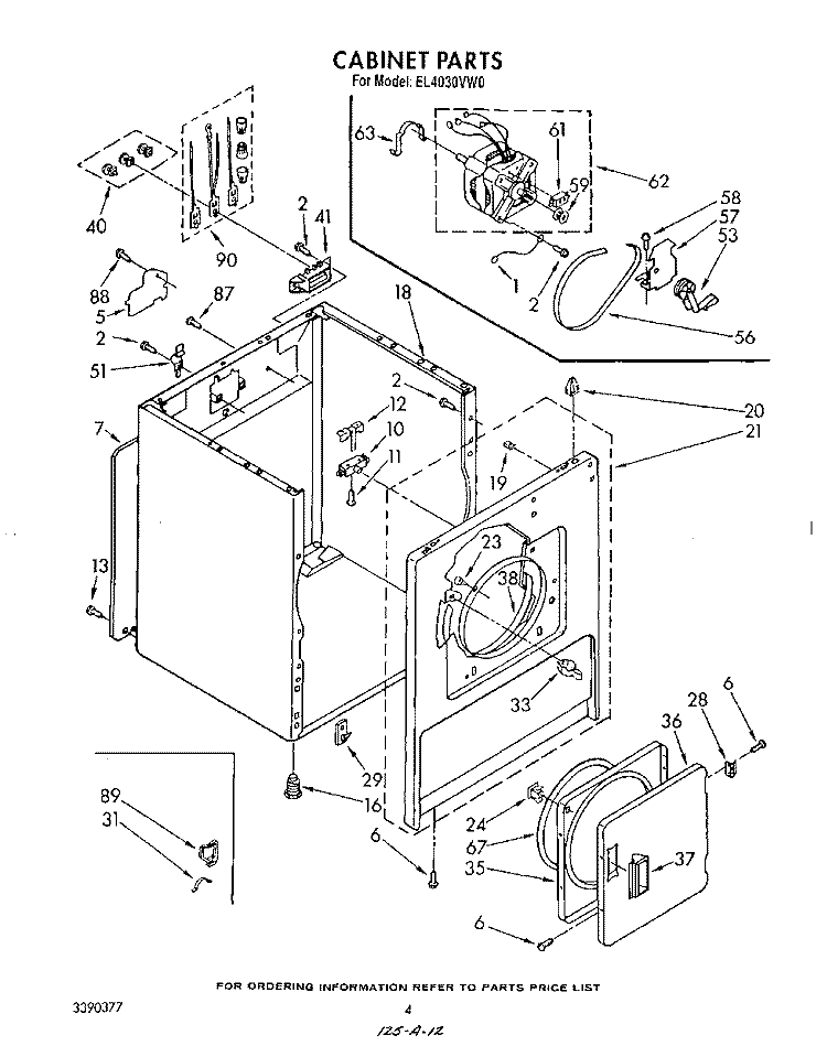 SECTION Diagram and Parts List for EL4030VL0  Roper Dryer