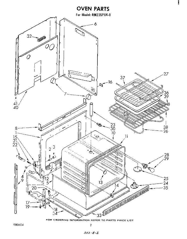 OVEN Diagram and Parts List for RM235PXK0  Whirlpool Microwave Oven Combo