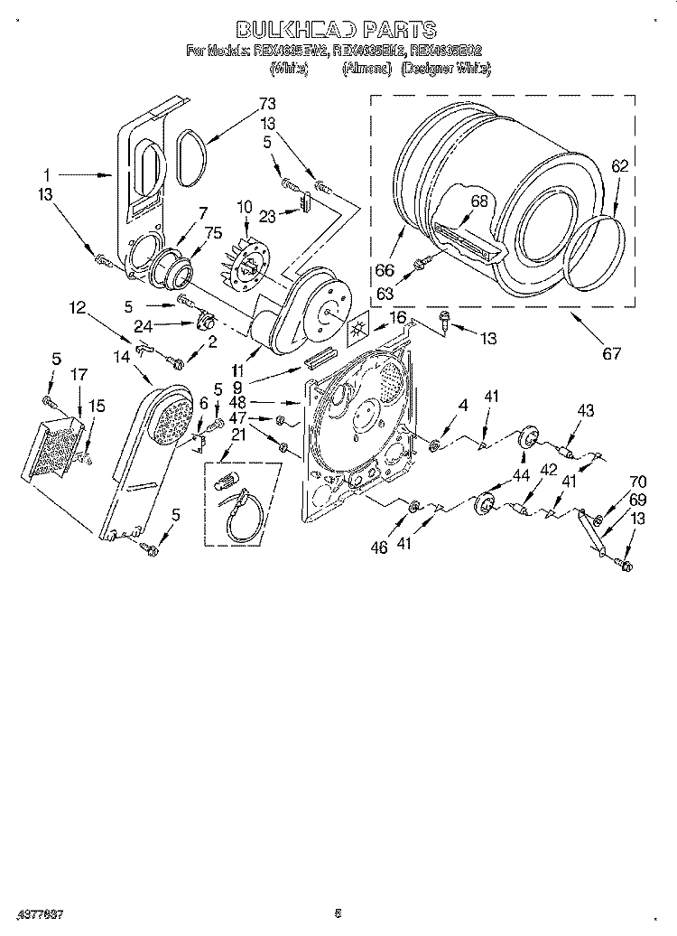 SECTION Diagram and Parts List for REX4635EQ2  Roper Dryer