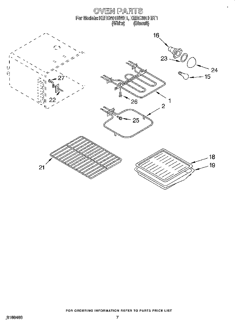 OVEN Diagram and Parts List for KERC601HBT1  KitchenAid Range