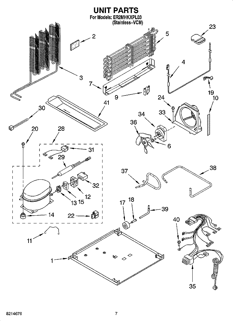 UNIT PARTS Diagram and Parts List for ER2MHKXPL03  Whirlpool Refrigerator
