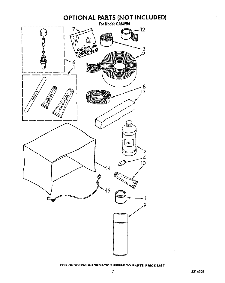 OPTIONAL Diagram and Parts List for CA8WR4  Crosley Air Conditioner