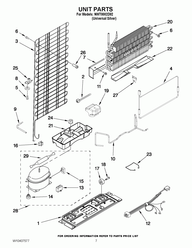 UNIT PARTS Diagram and Parts List for NWT0002D02  Whirlpool Refrigerator
