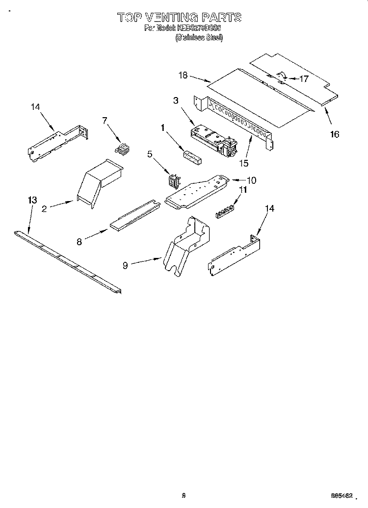TOP VENTING, OPTIONAL Diagram and Parts List for KEBS278DSS6  KitchenAid Wall Oven