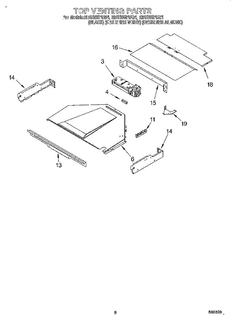 TOP VENTING, OPTIONAL Diagram and Parts List for RBS305PDZ4  Whirlpool Wall Oven