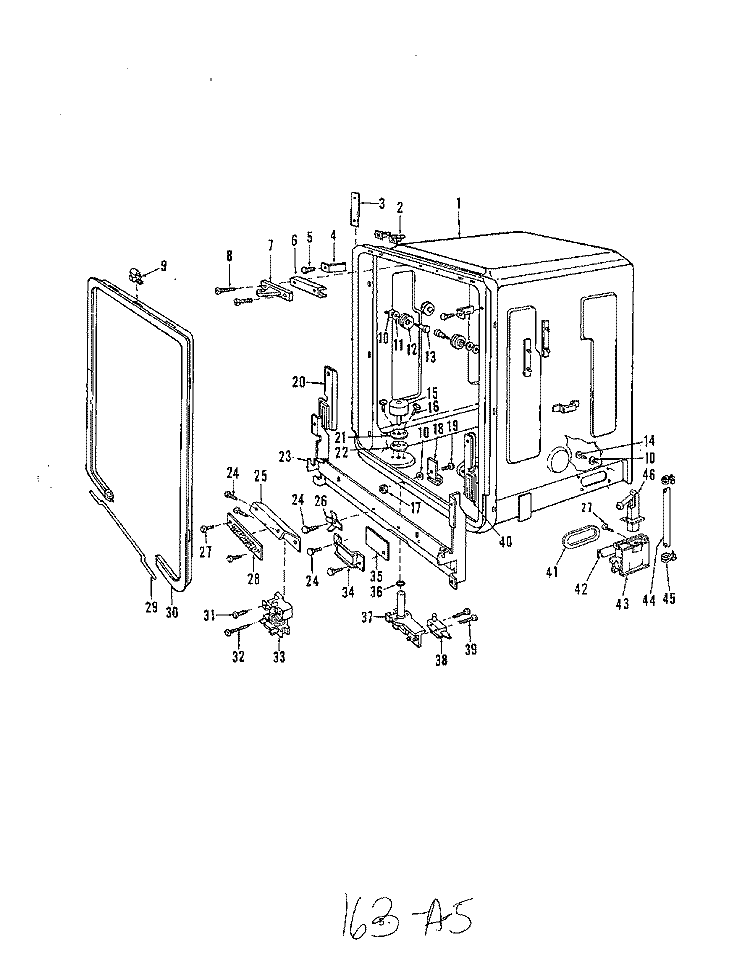 TUB Diagram and Parts List for 8595W00  Roper Dishwasher