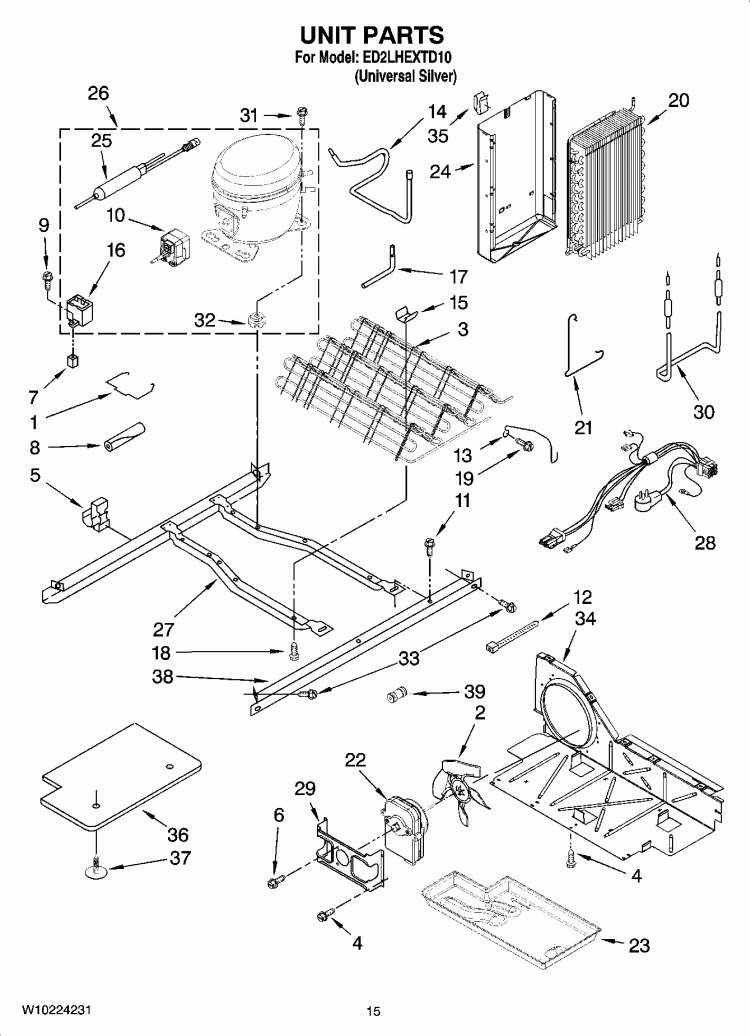 UNIT PARTS Diagram and Parts List for ED2LHEXTD10  Whirlpool Refrigerator
