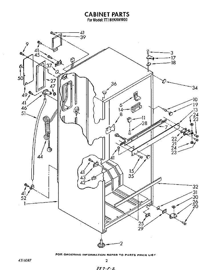 CABINET Diagram and Parts List for TT18EKRWW00  Estate Refrigerator