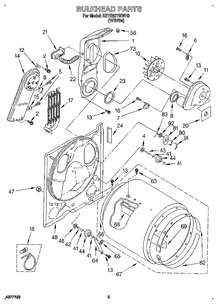 SECTION Diagram and Parts List for KEYE677BWH0  KitchenAid Dryer