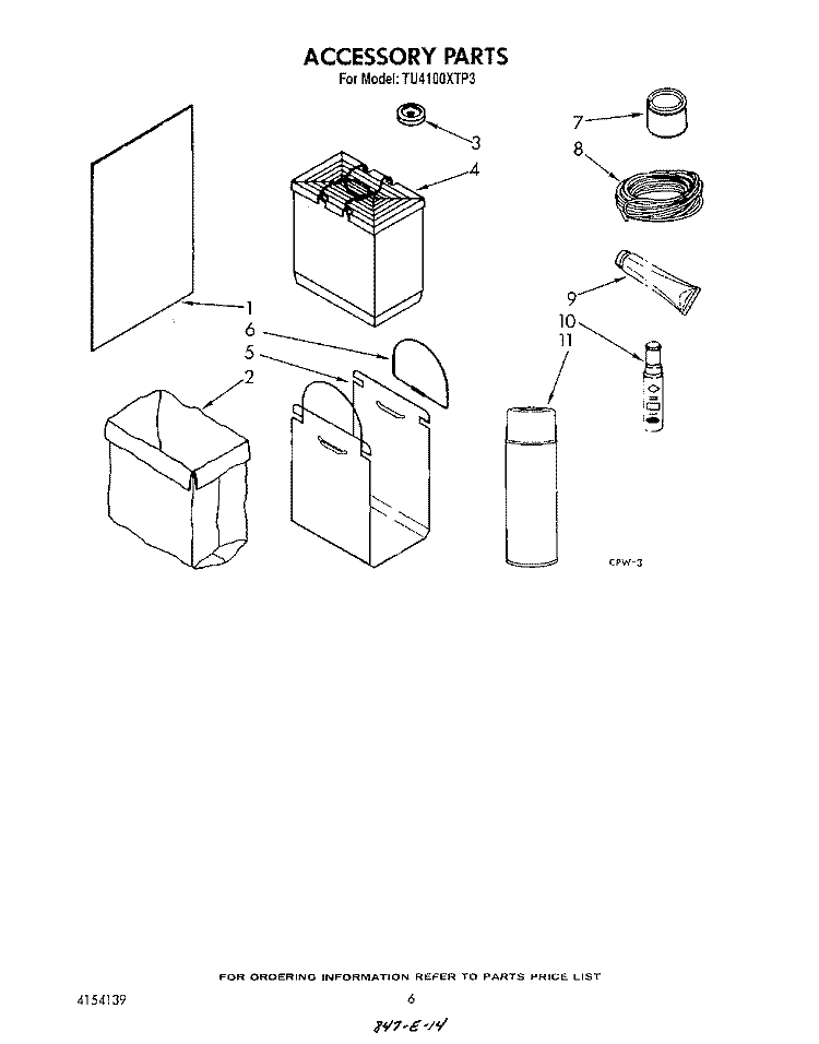 ACCESSORY Diagram and Parts List for TU4100XTP3  Whirlpool Trash Compactor