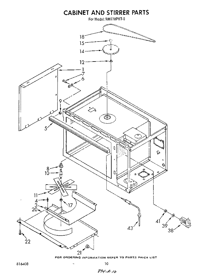 CABINET AND STIRRER Diagram and Parts List for RM778PXT0  Whirlpool Microwave Oven Combo