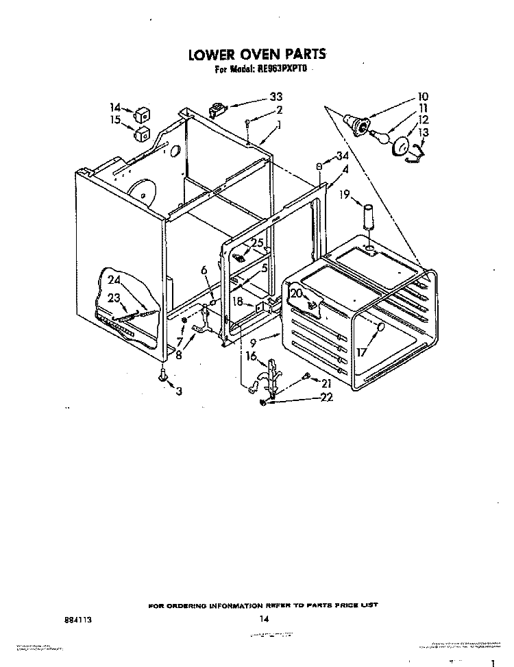 LOWER OVEN (CONTINUED) Diagram and Parts List for RE963PXPT0  Whirlpool Range