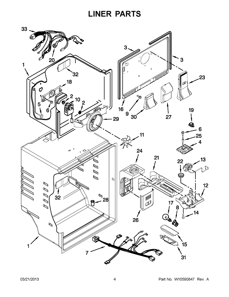 LINER PARTS Diagram and Parts List for WRT311SFYT01  Whirlpool Refrigerator