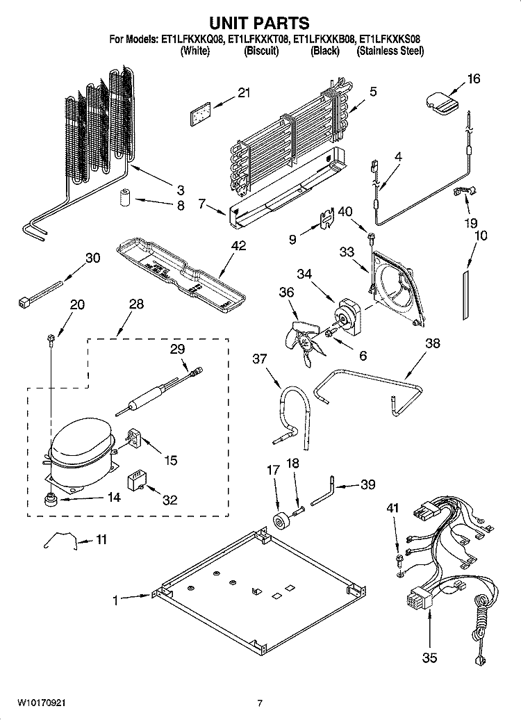 UNIT PARTS Diagram and Parts List for ET1LFKXKQ08  Whirlpool Refrigerator