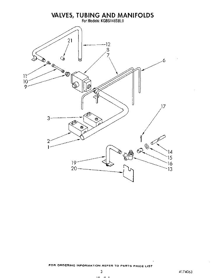 VALVES, TUBING AND MANIFOLDS Diagram and Parts List for KGBS146SBL0  KitchenAid Wall Oven