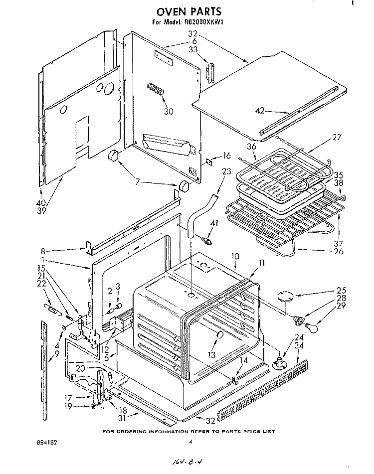 OVEN Diagram and Parts List for RB2000XKW1  Whirlpool Wall Oven
