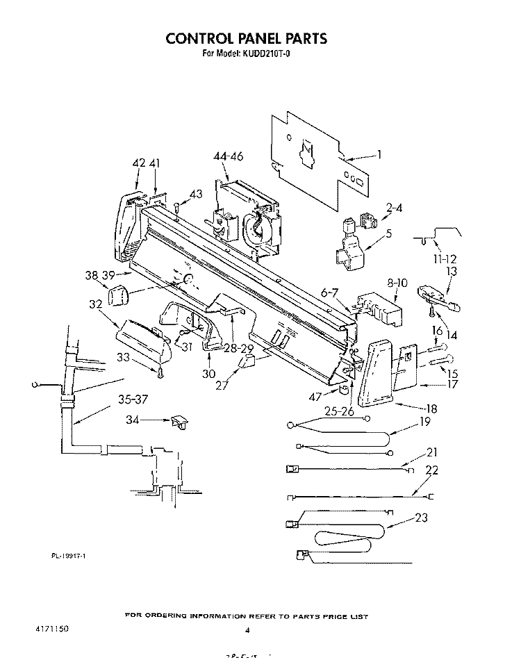 CONTROL PANEL , LITERATURE AND OPTIONAL Diagram and Parts List for KUDD210T0  KitchenAid Dishwasher