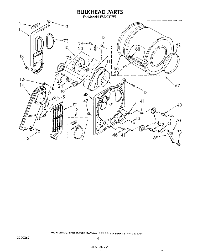 SECTION Diagram and Parts List for LE5320XTM0  Whirlpool Dryer
