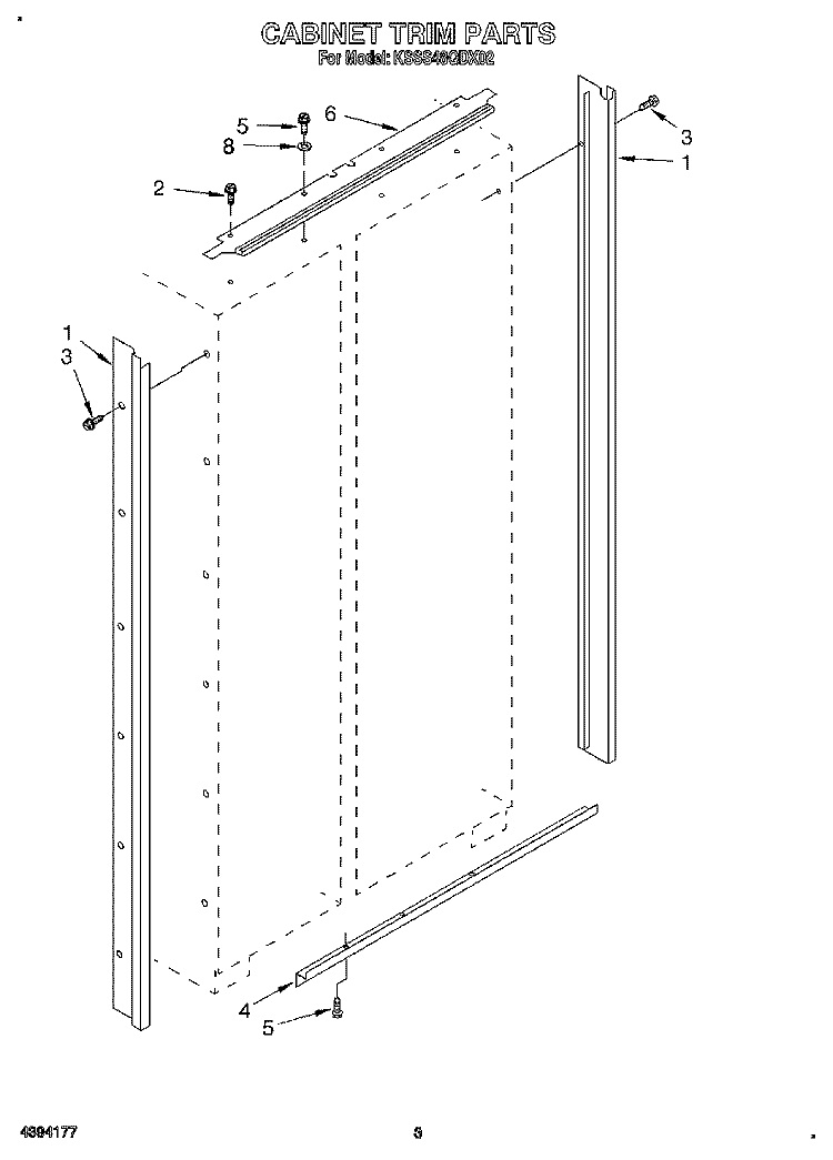 CABINET TRIM Diagram and Parts List for KSSS48QDX02  KitchenAid Refrigerator