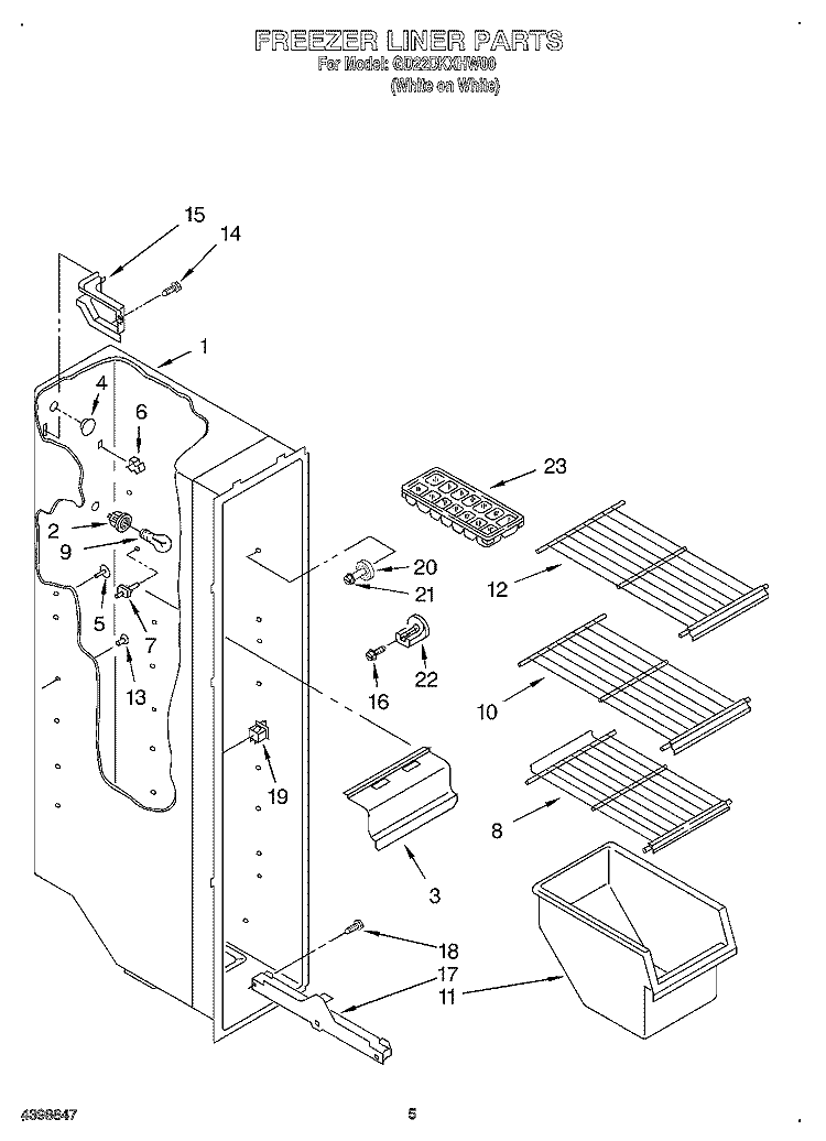 FREEZER LINER Diagram and Parts List for GD22DKXHW00  Whirlpool Refrigerator