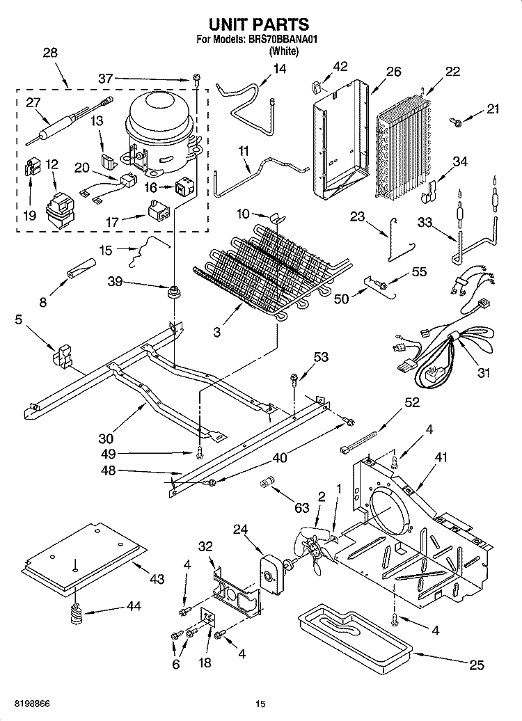 UNIT PARTS Diagram and Parts List for BRS70BBANA01  Whirlpool Refrigerator