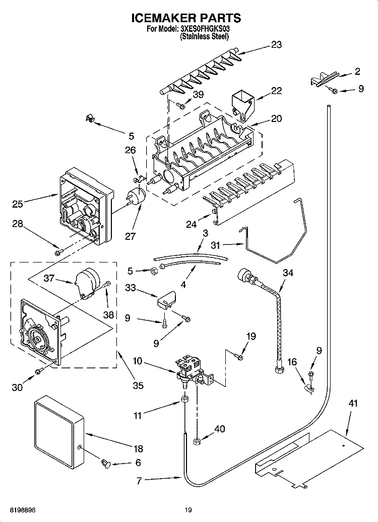 ICEMAKER PARTS, PARTS NOT ILLUSTRATED Diagram and Parts List for 3XES0FHGKS03  Whirlpool Refrigerator