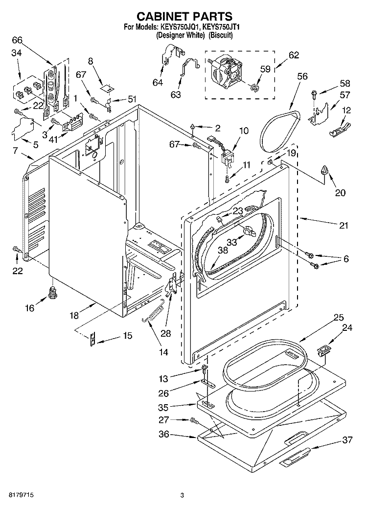 SECTION Diagram and Parts List for KEYS750JQ1  KitchenAid Dryer
