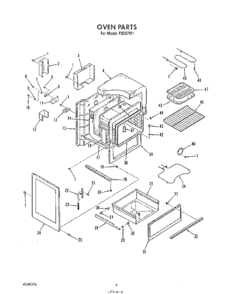 OVEN Diagram and Parts List for F5007^1  Whirlpool Range