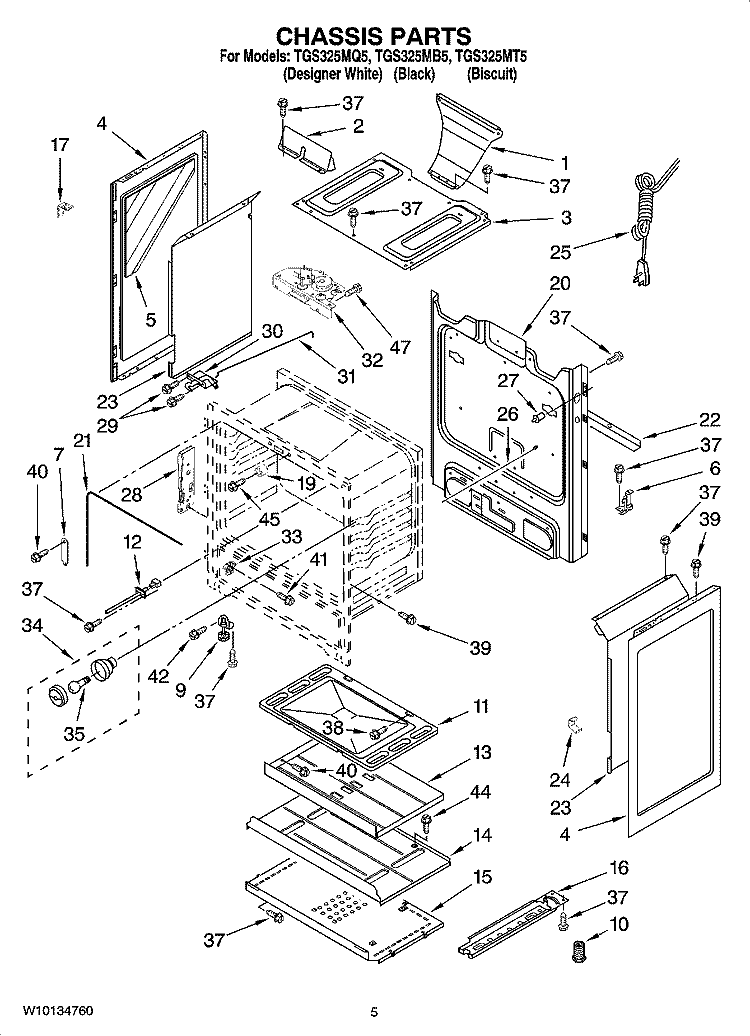 CHASSIS PARTS Diagram and Parts List for TGS325MT5  Estate Range