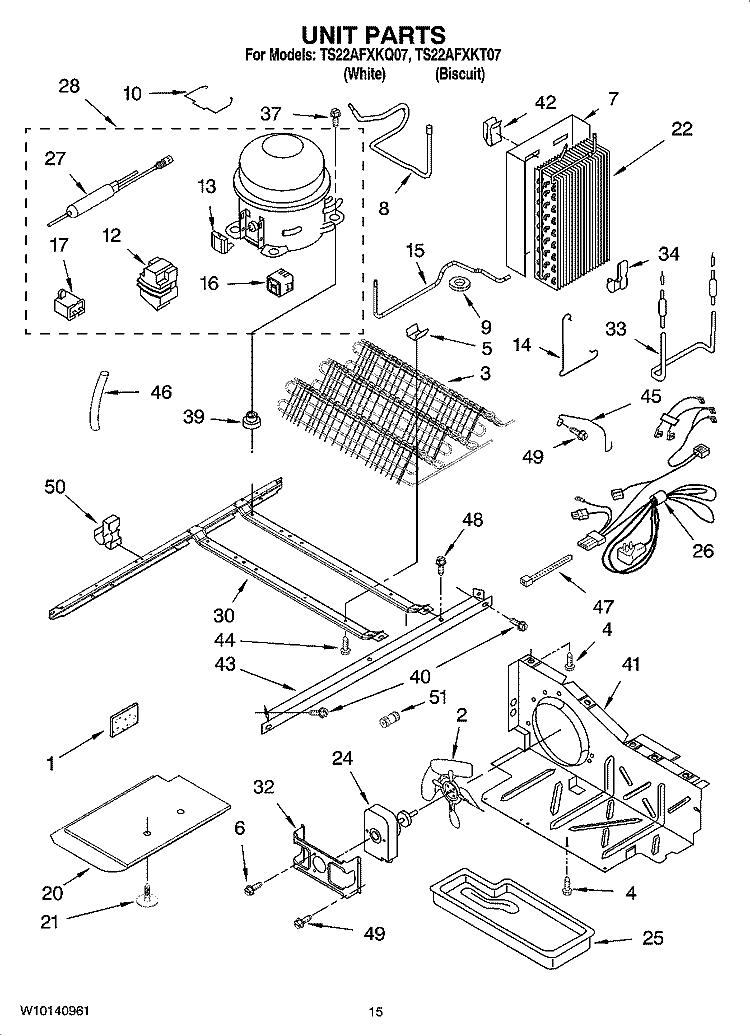 UNIT PARTS Diagram and Parts List for TS22AFXKT07  Estate Refrigerator