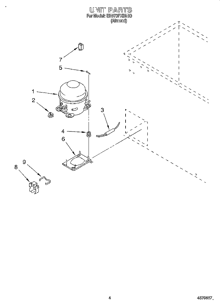 SECTION Diagram and Parts List for EH070FXDN00  Whirlpool Freezer