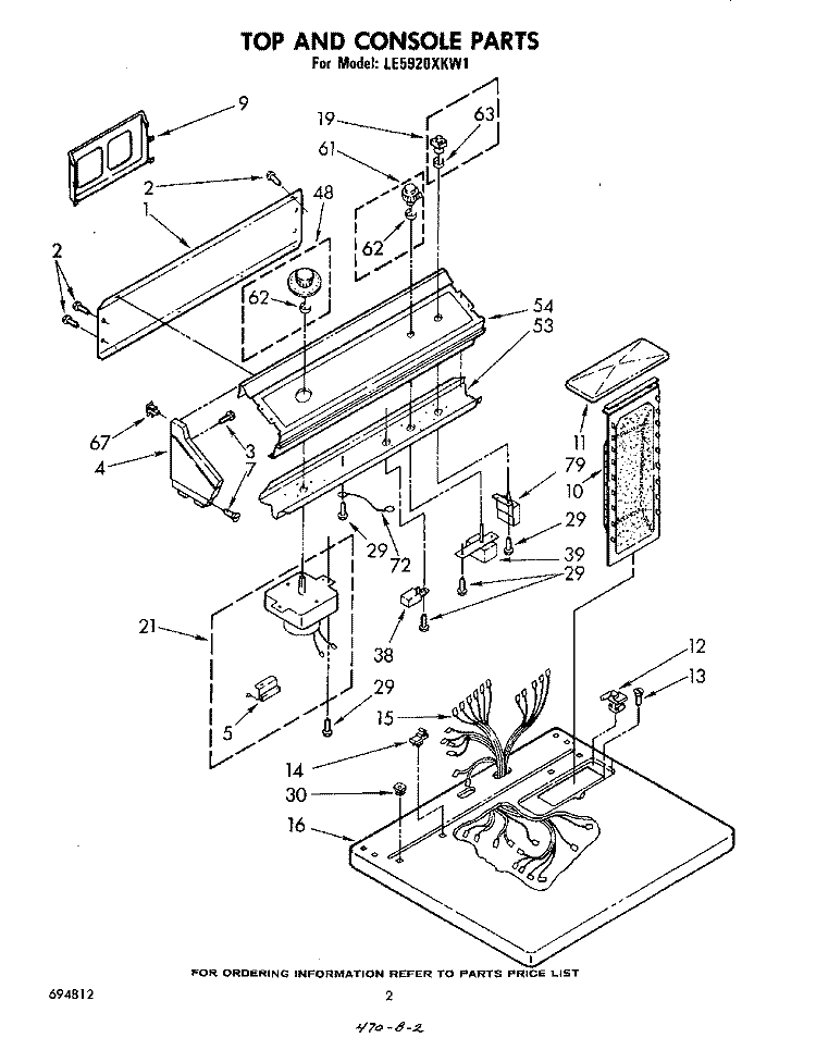 SECTION Diagram and Parts List for LE5920XKW1  Whirlpool Dryer
