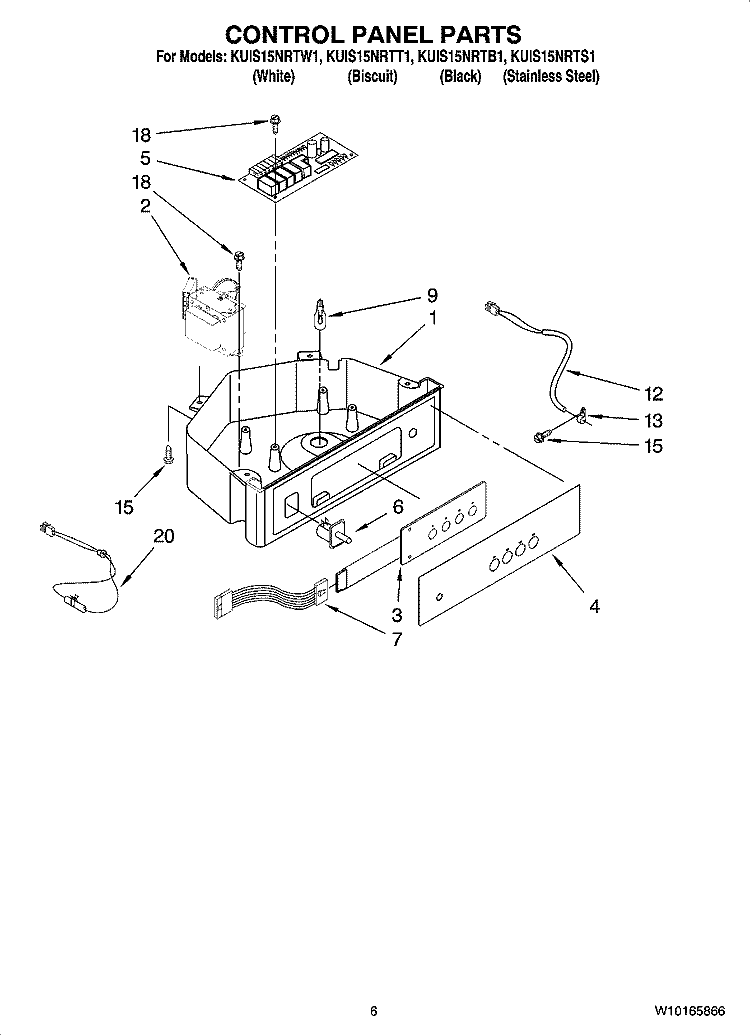 CONTROL PANEL PARTS Diagram and Parts List for KUIS15NRTS1  KitchenAid Ice Maker