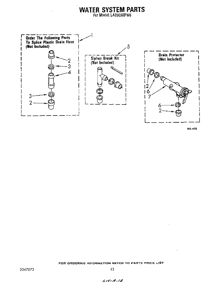 WATER SYSTEM Diagram and Parts List for LA6500XPW6  Whirlpool Washer