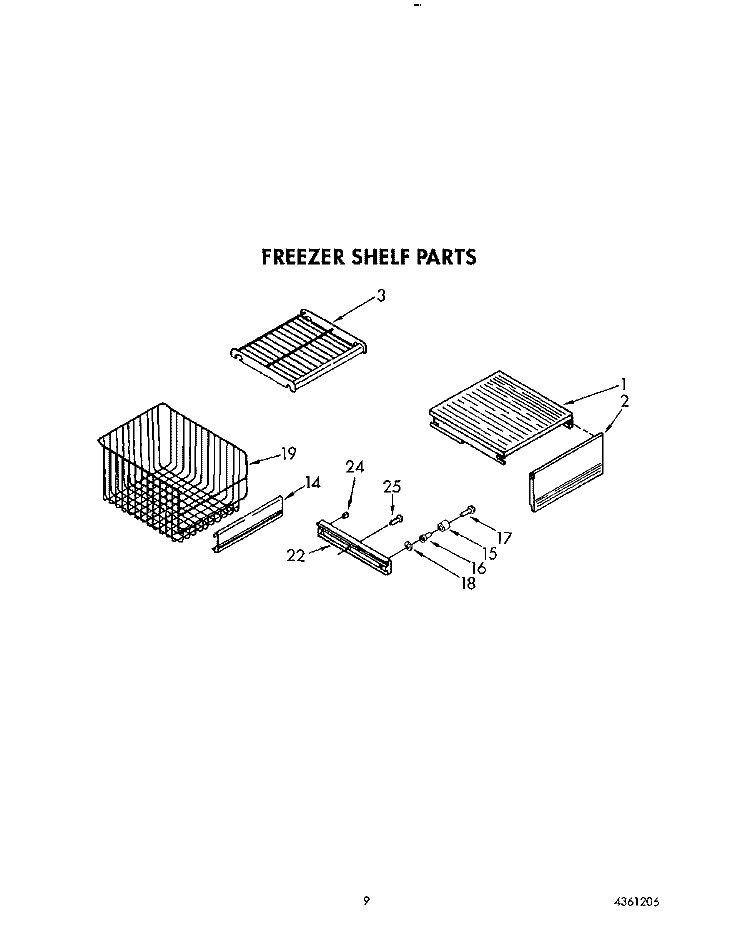 FREEZER SHELF Diagram and Parts List for KSSS48DYW00  KitchenAid Refrigerator