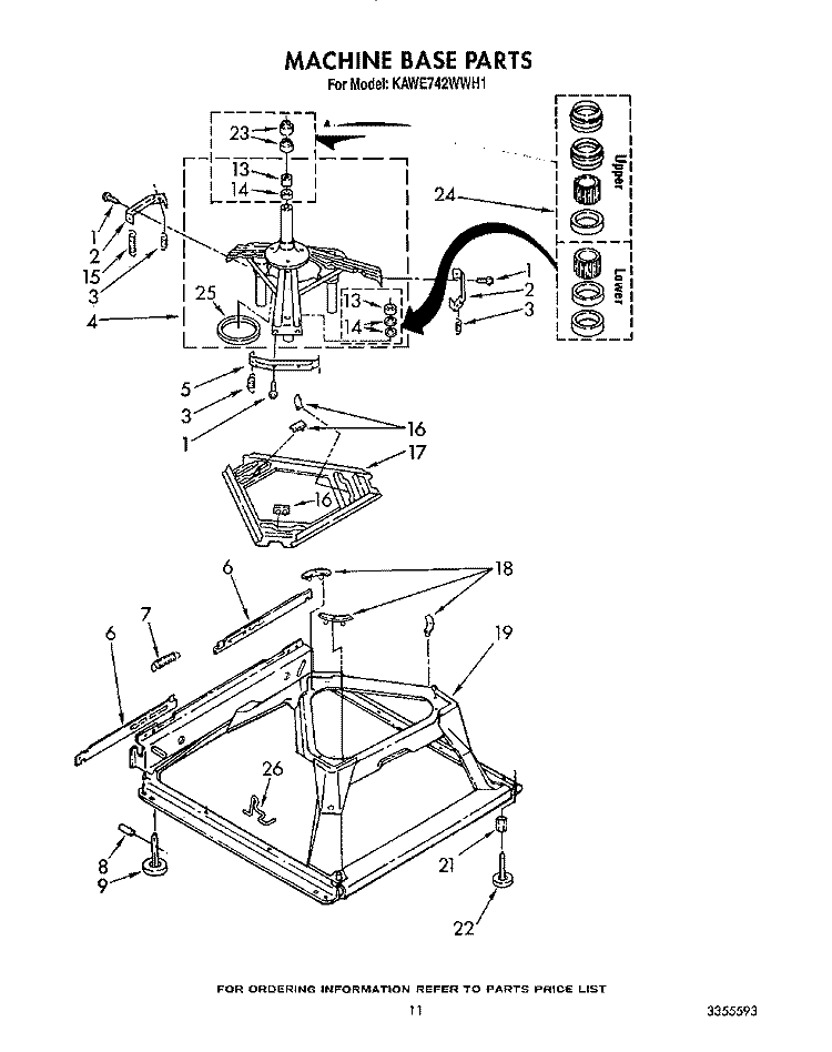 MACHINE BASE Diagram and Parts List for KAWE742WAL1  KitchenAid Washer