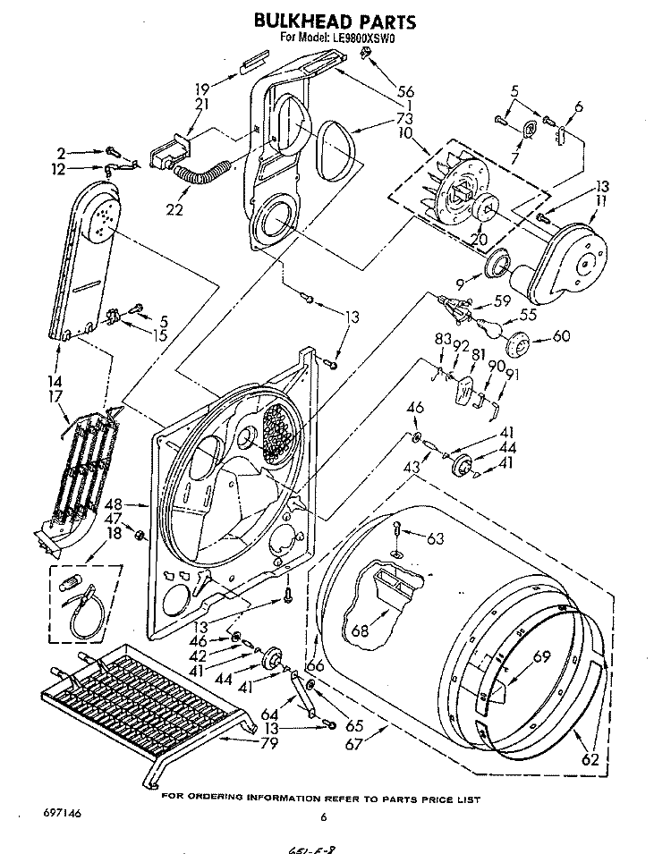 SECTION Diagram and Parts List for LE9800XSW0  Whirlpool Dryer