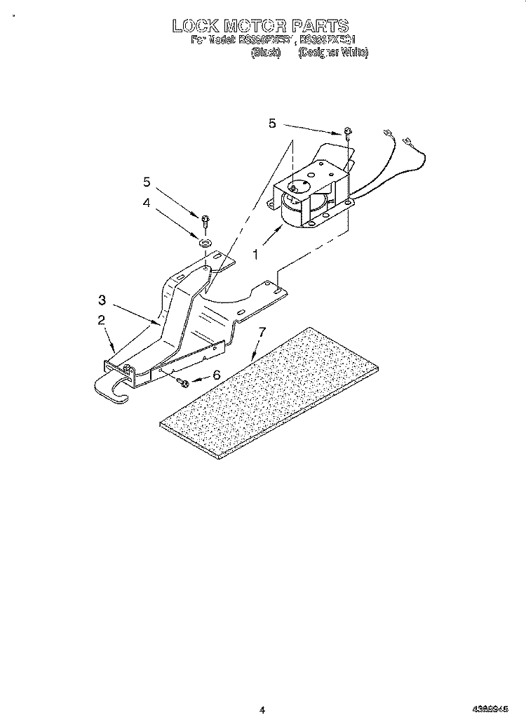 LOCK MOTOR Diagram and Parts List for RS386PXEB1  Whirlpool Range