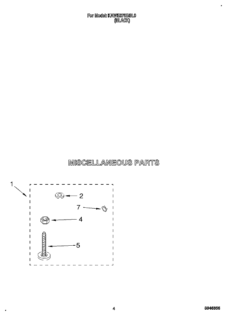 MISCELLANEOUS Diagram and Parts List for KAWE679BBL0  KitchenAid Washer